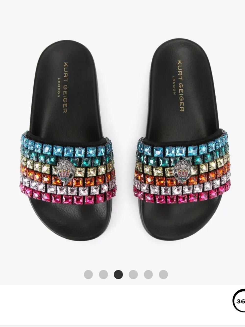 Kurt Geiger Meena Eagle Jeweled Slides Nib Retail $170